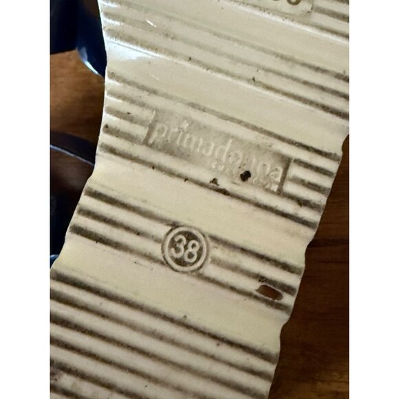 Blue Patent Leather Platform Sandals With Adjustable Strap & White Sole Size 7.5 - Picture 7 of 10